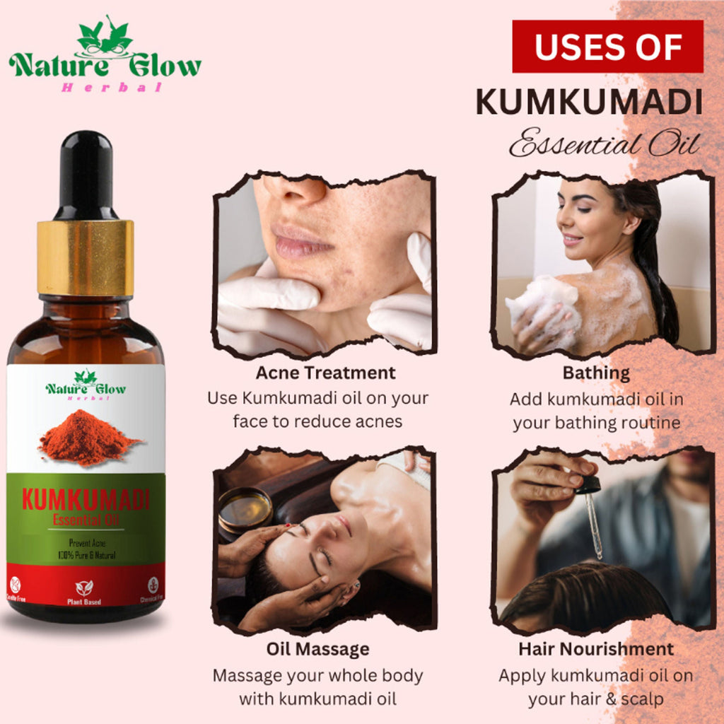 Nature Glow Herbal Kumkumadi & Basil & Cedarwood Essential Oil Combo | Grocsy