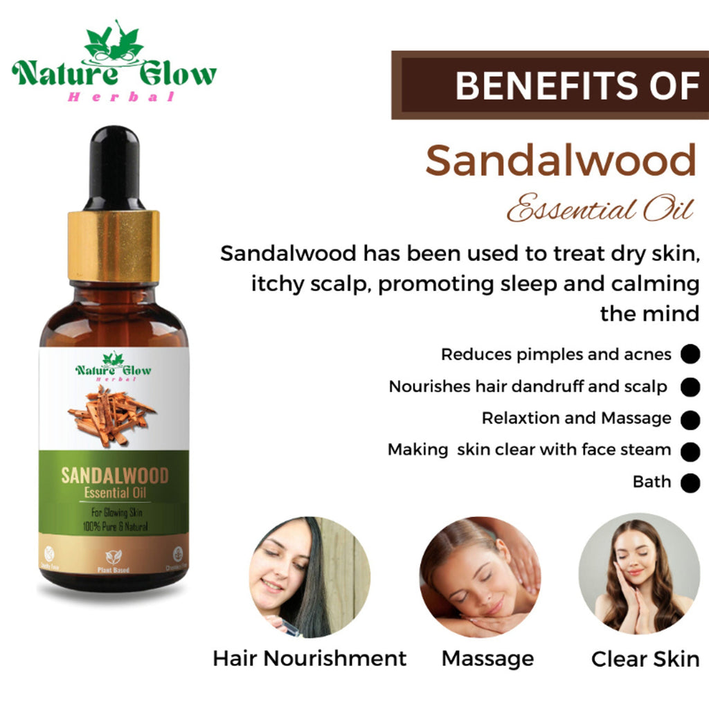 Nature Glow Herbal Sandalwood & Termaric & Eucallypatus Essential Oil Combo | Grocsy