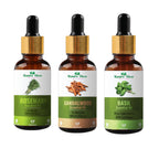 Nature Glow Herbal Rosemary & Sandalwood & Basil Essential Oil Combo | Grocsy
