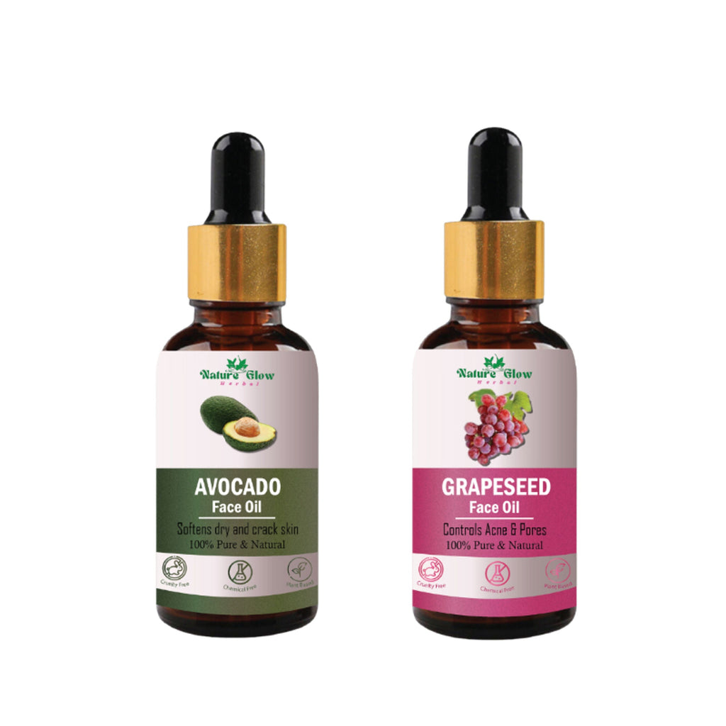 Nature Glow Herbal Finest And Freshest Avocado & Grapeseed Facial Oil Combo | Grocsy