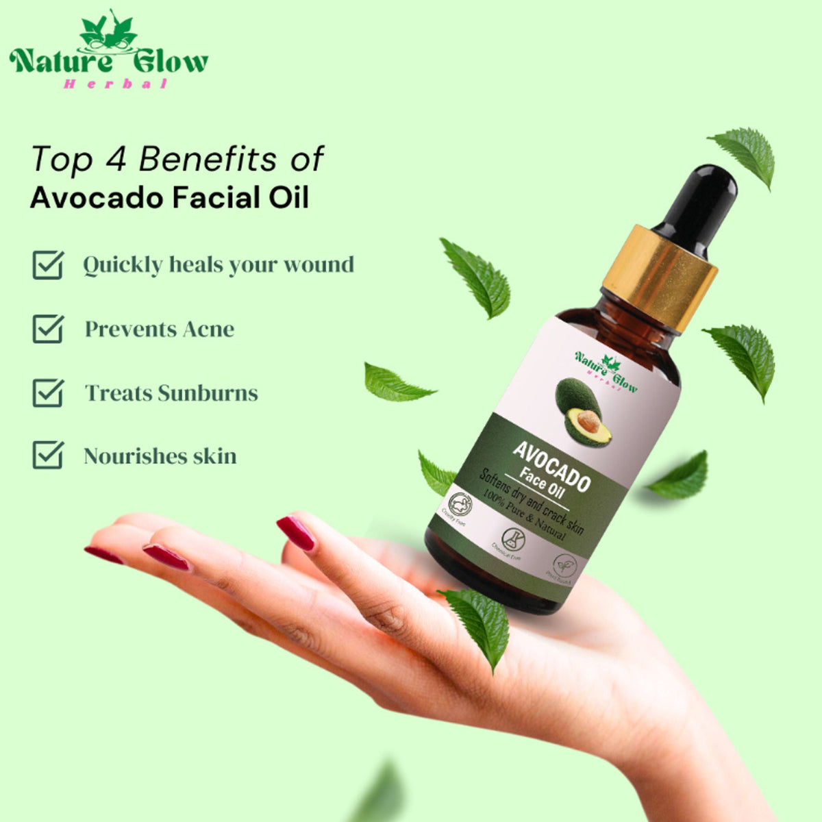 Nature Glow Herbal Finest And Freshest Avocado & Grapeseed Facial Oil Combo | Grocsy