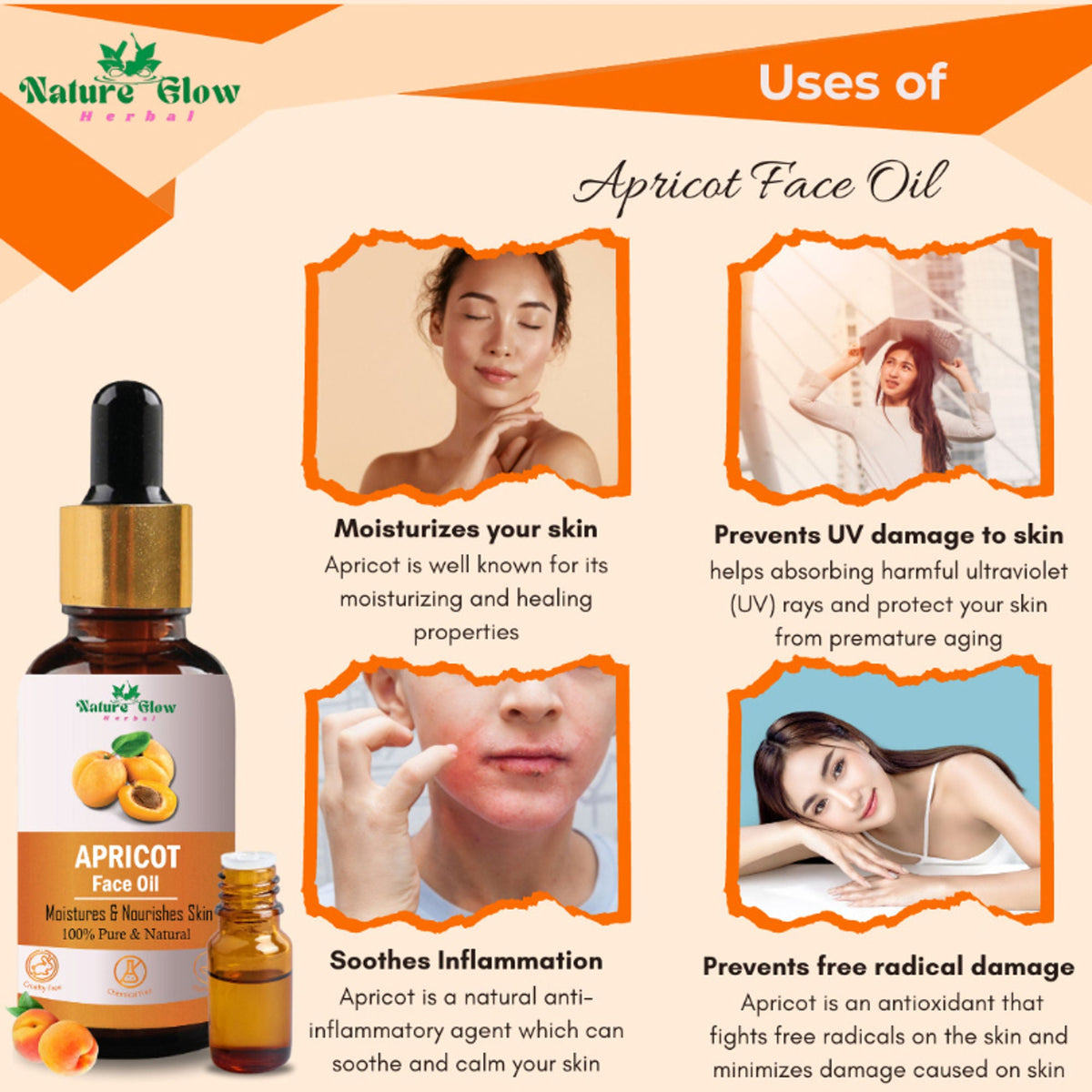 Nature Glow Herbal Apricoat & Rosehip Facial Oil Combo | Grocsy