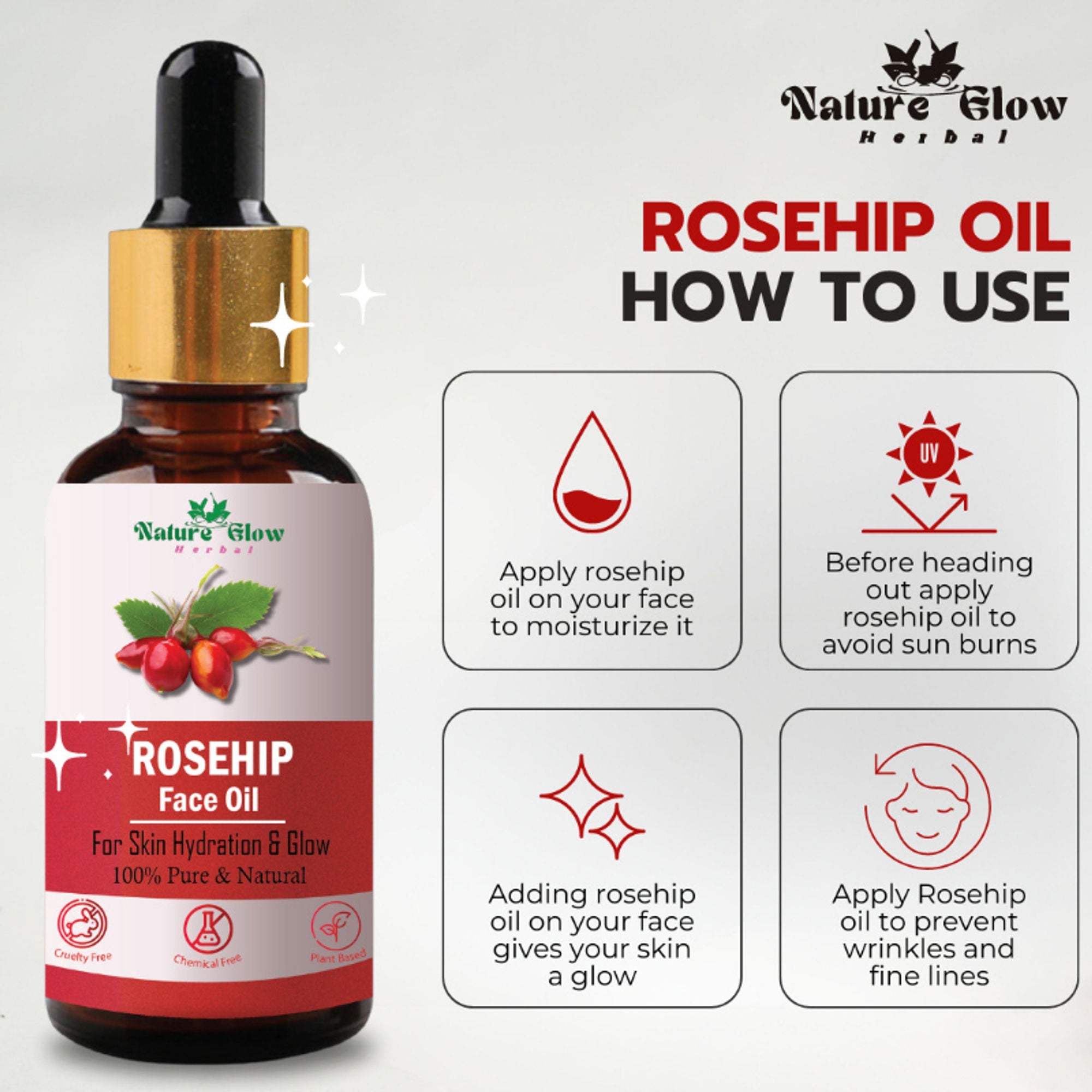 Nature Glow Herbal Apricoat & Rosehip Facial Oil Combo | Grocsy