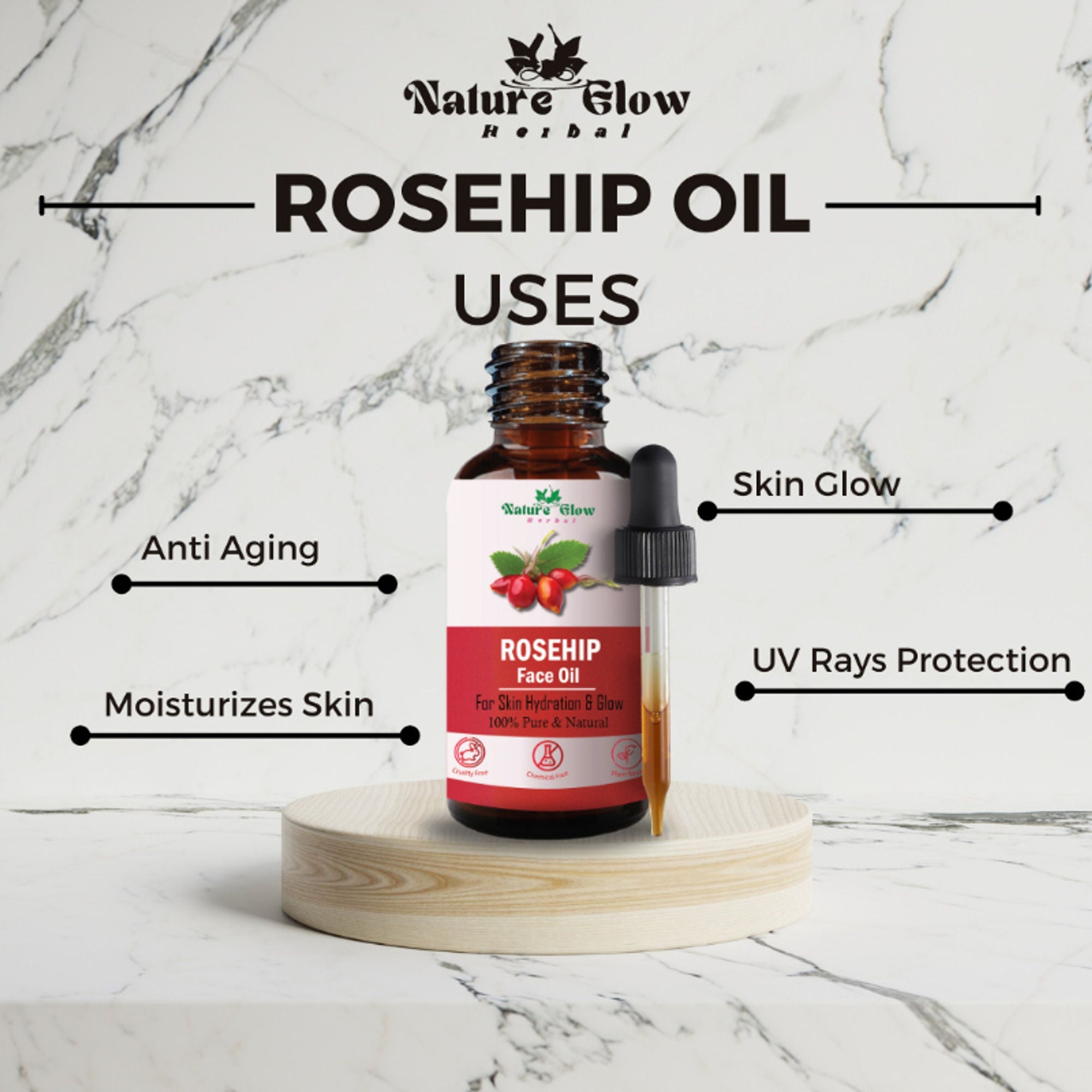 Nature Glow Herbal Rosehip & Jojoba Facial Oil Combo | Grocsy