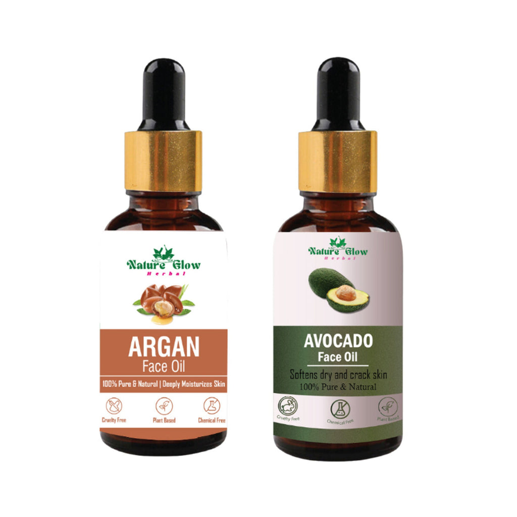 Nature Glow Herbal Argan & Avocado Facial Oil Combo | Grocsy