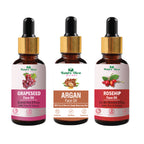 Nature Glow Herbal Grapeseed, Argan & Rosehip Facial Oil Combo | Grocsy