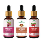 Nature Glow Herbal Grapeseed, Argan & Rosehip Facial Oil Combo | Grocsy