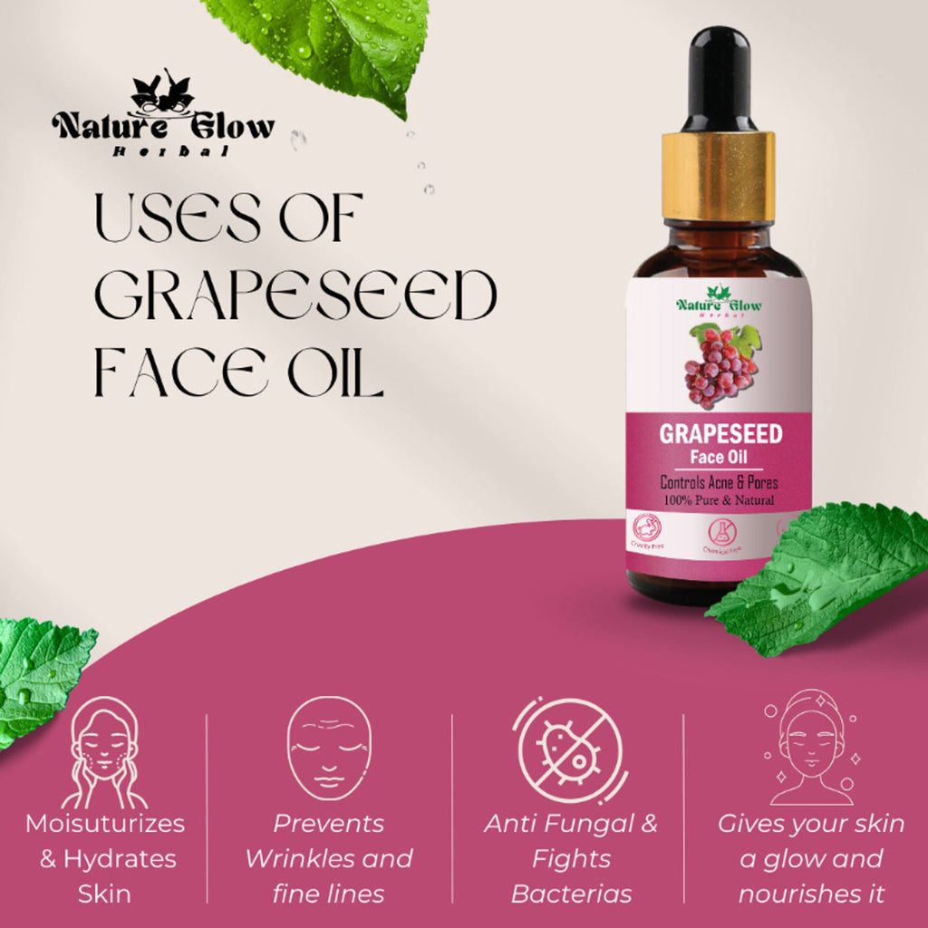 Nature Glow Herbal Grapeseed, Argan & Rosehip Facial Oil Combo | Grocsy