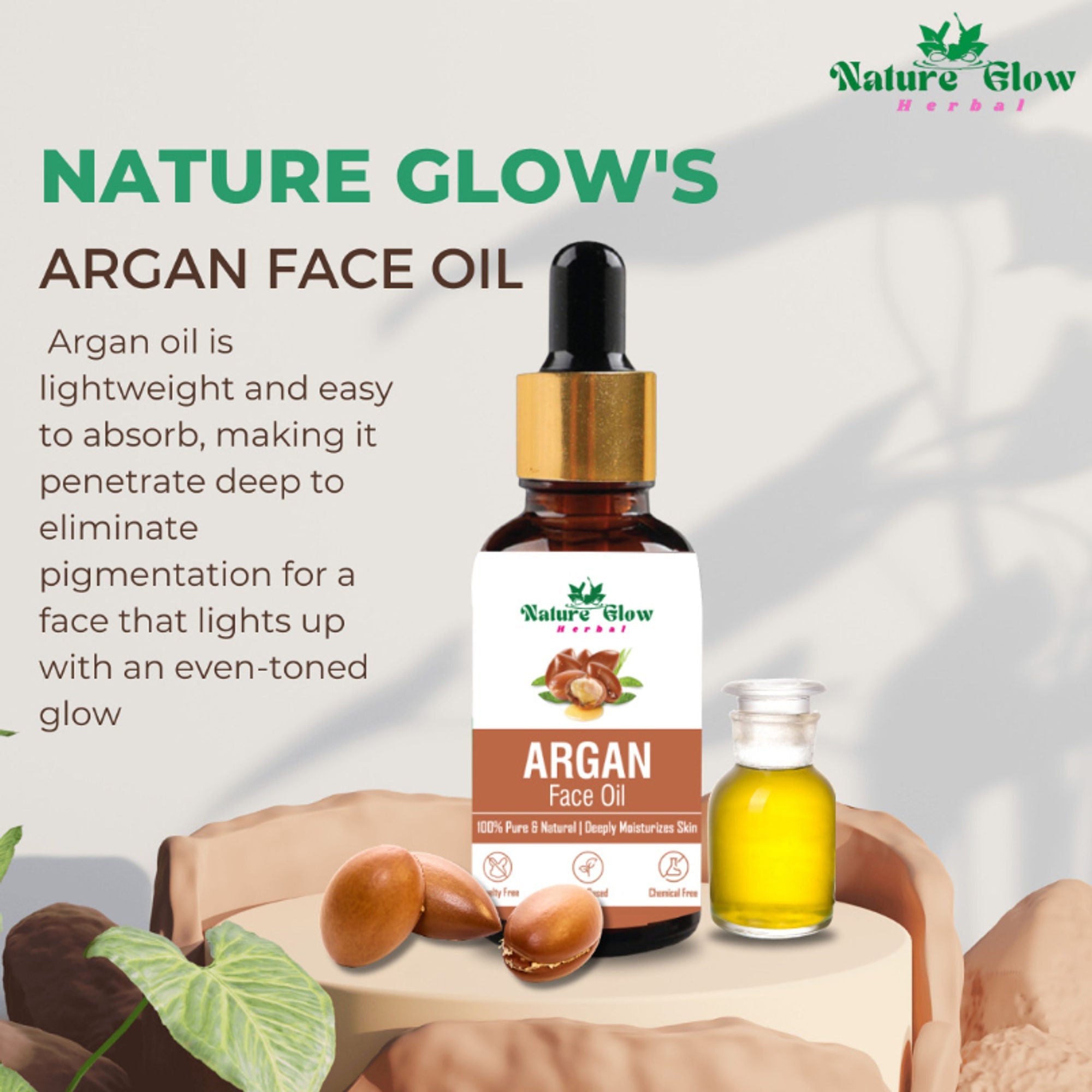 Nature Glow Herbal Grapeseed, Argan & Rosehip Facial Oil Combo | Grocsy
