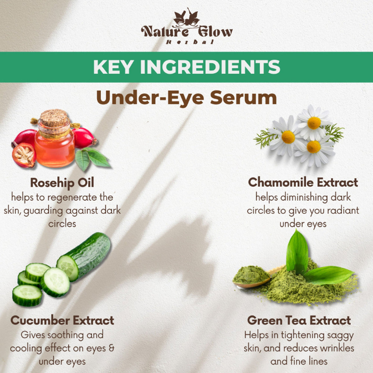 Nature Glow Herbal Under Eye Serum & Eye Cream Combo | Grocsy