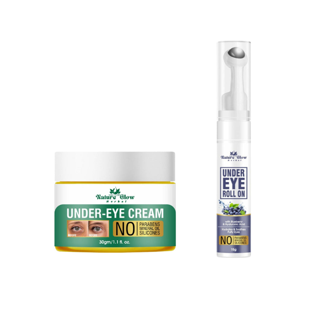 Nature Glow Herbal Under Eye Cream & Bluebery Roll On Combo | Grocsy