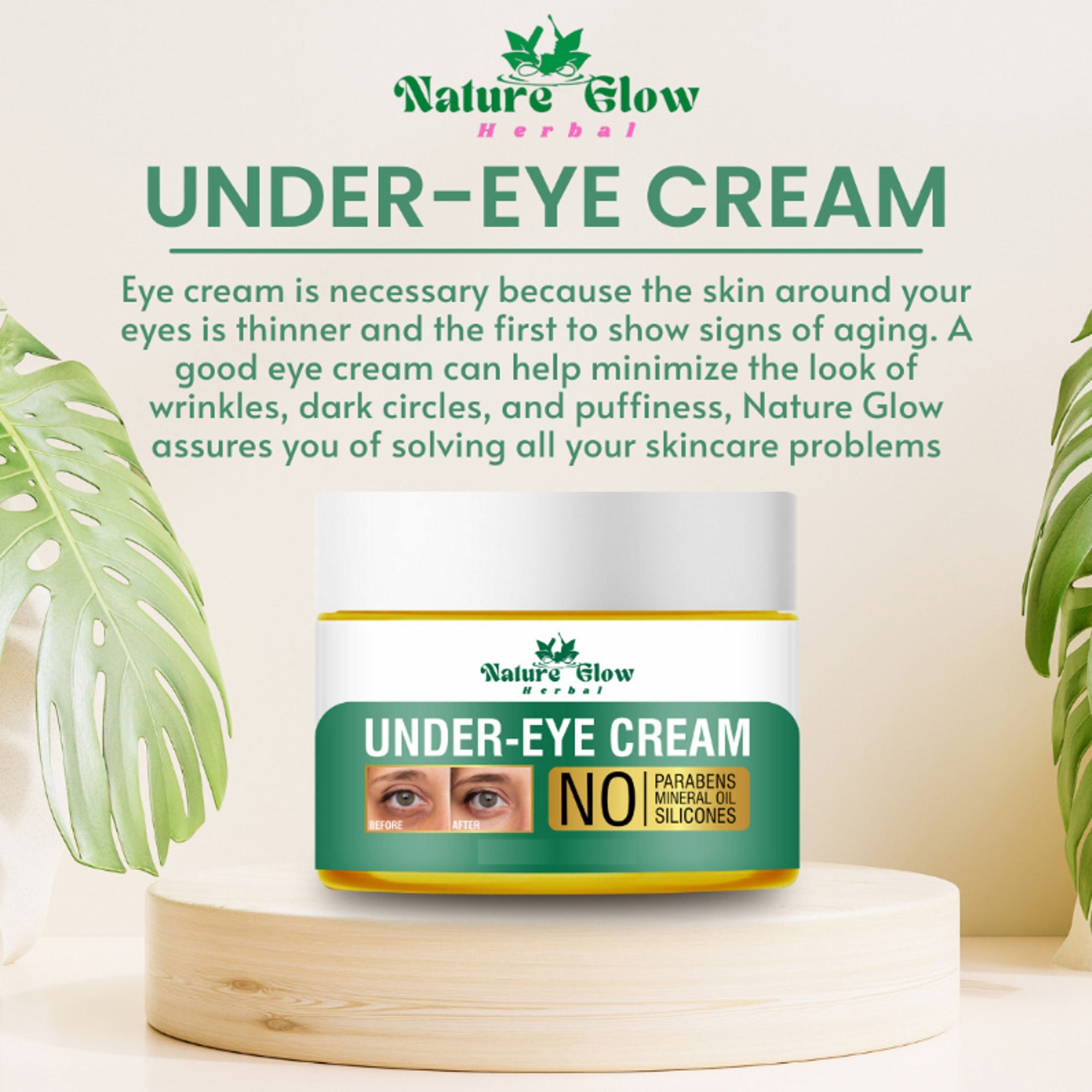 Nature Glow Herbal Under Eye Cream & Bluebery Roll On Combo | Grocsy