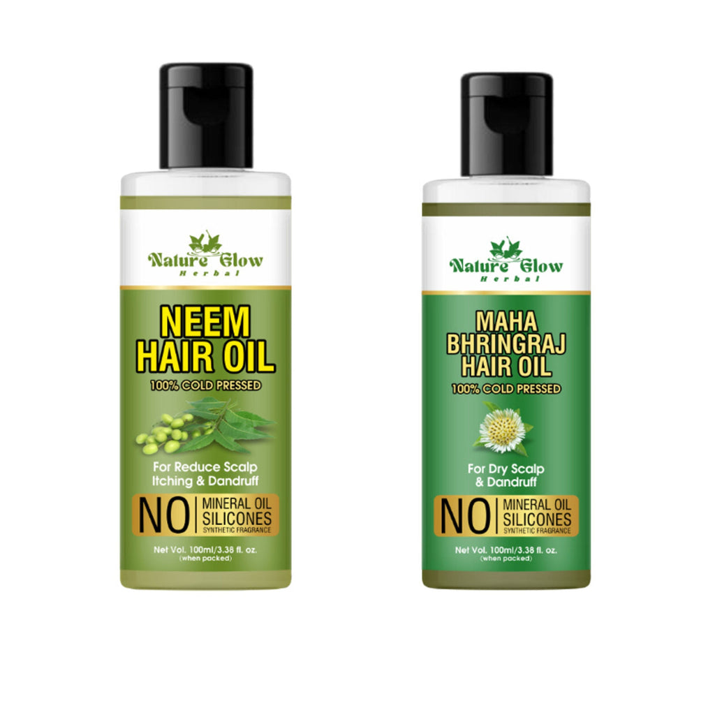 Nature Glow Herbal Neem & Bhringraj Hair Oil Combo | Grocsy