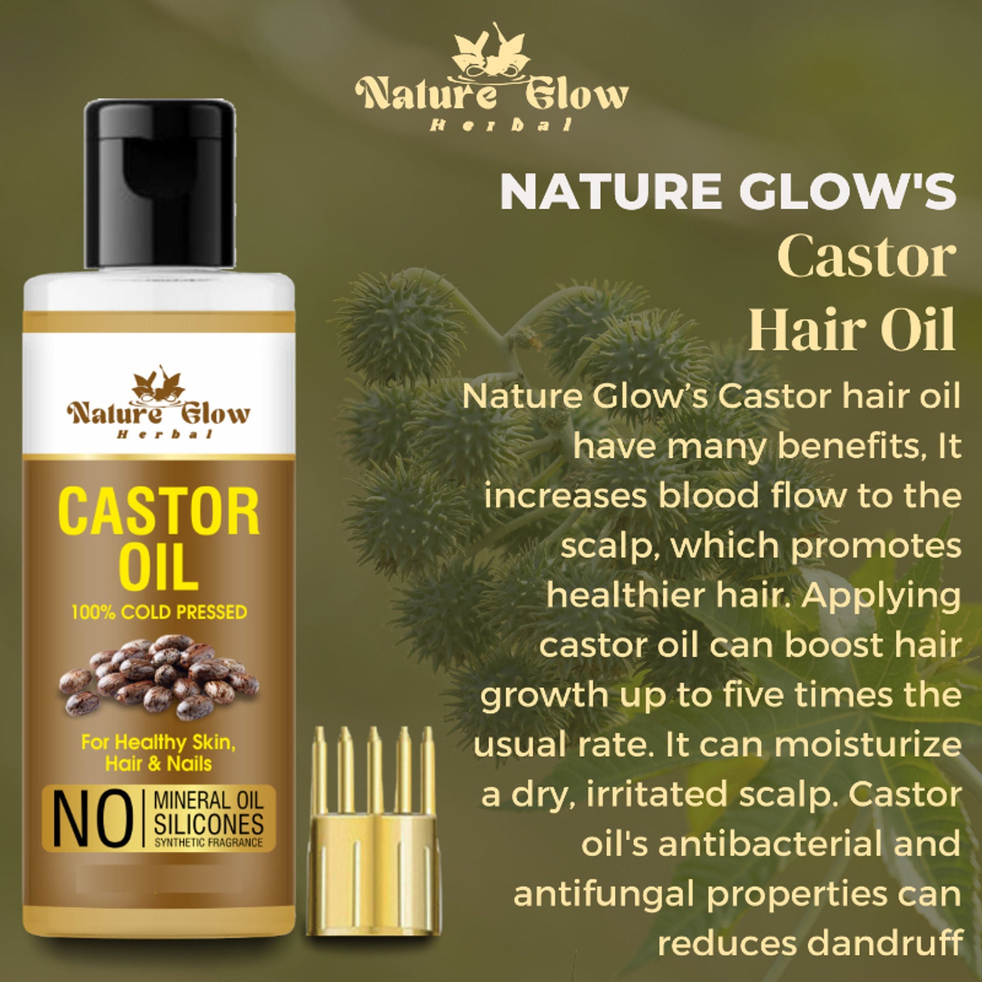 Nature Glow Herbal Castor & Onion With Black Seed Hair Oil Combo | Grocsy