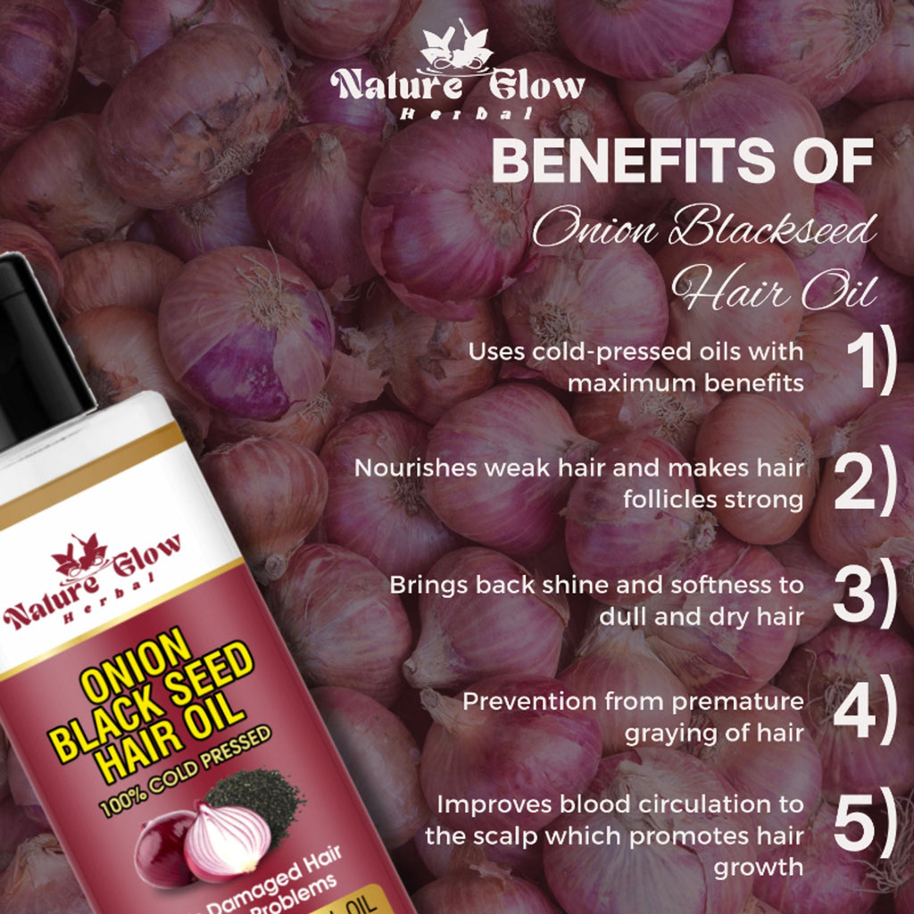 Nature Glow Herbal Castor & Onion With Black Seed Hair Oil Combo | Grocsy