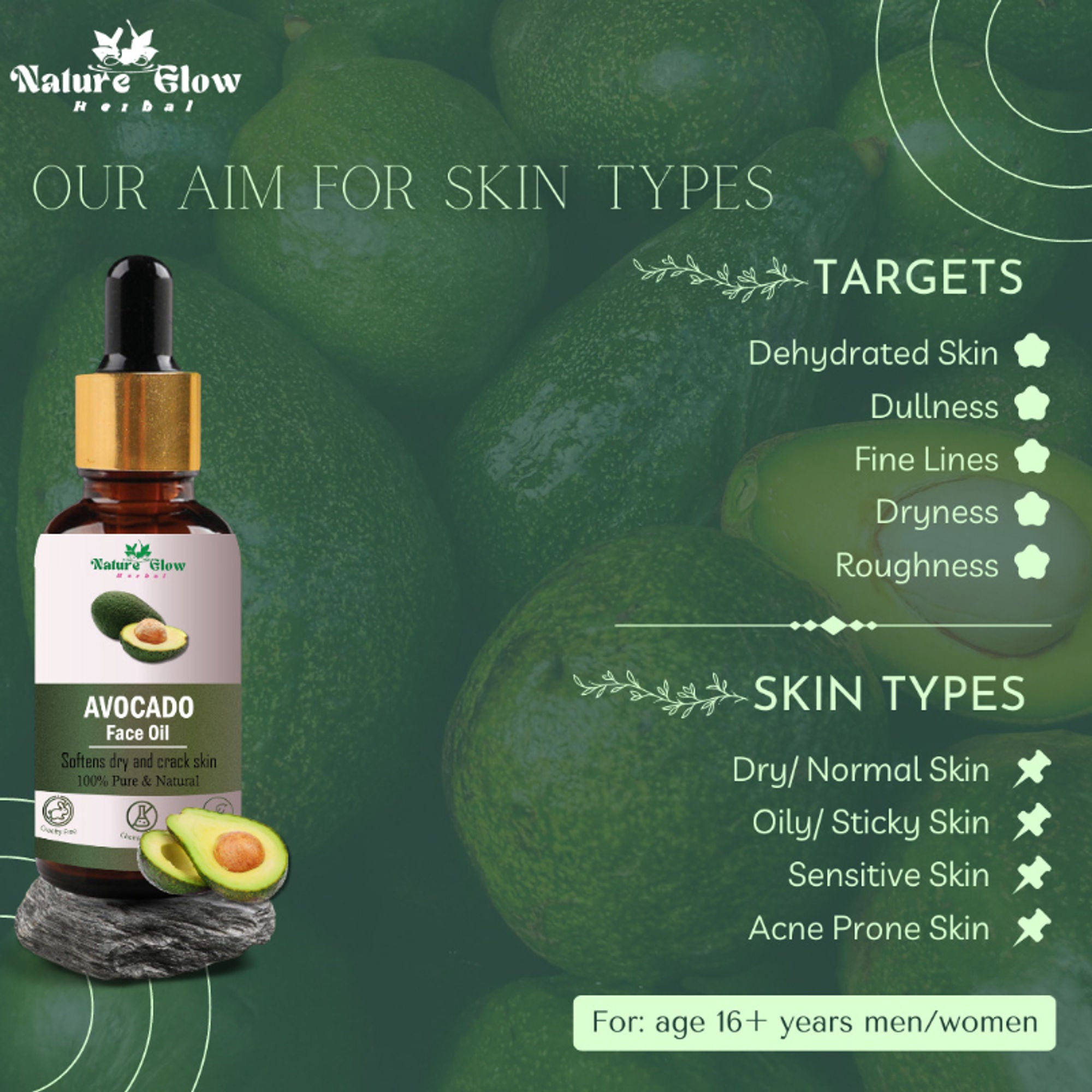 Nature Glow Herbal Bright Exploring With Nature'S Essence Avocado Facial Oil | Grocsy