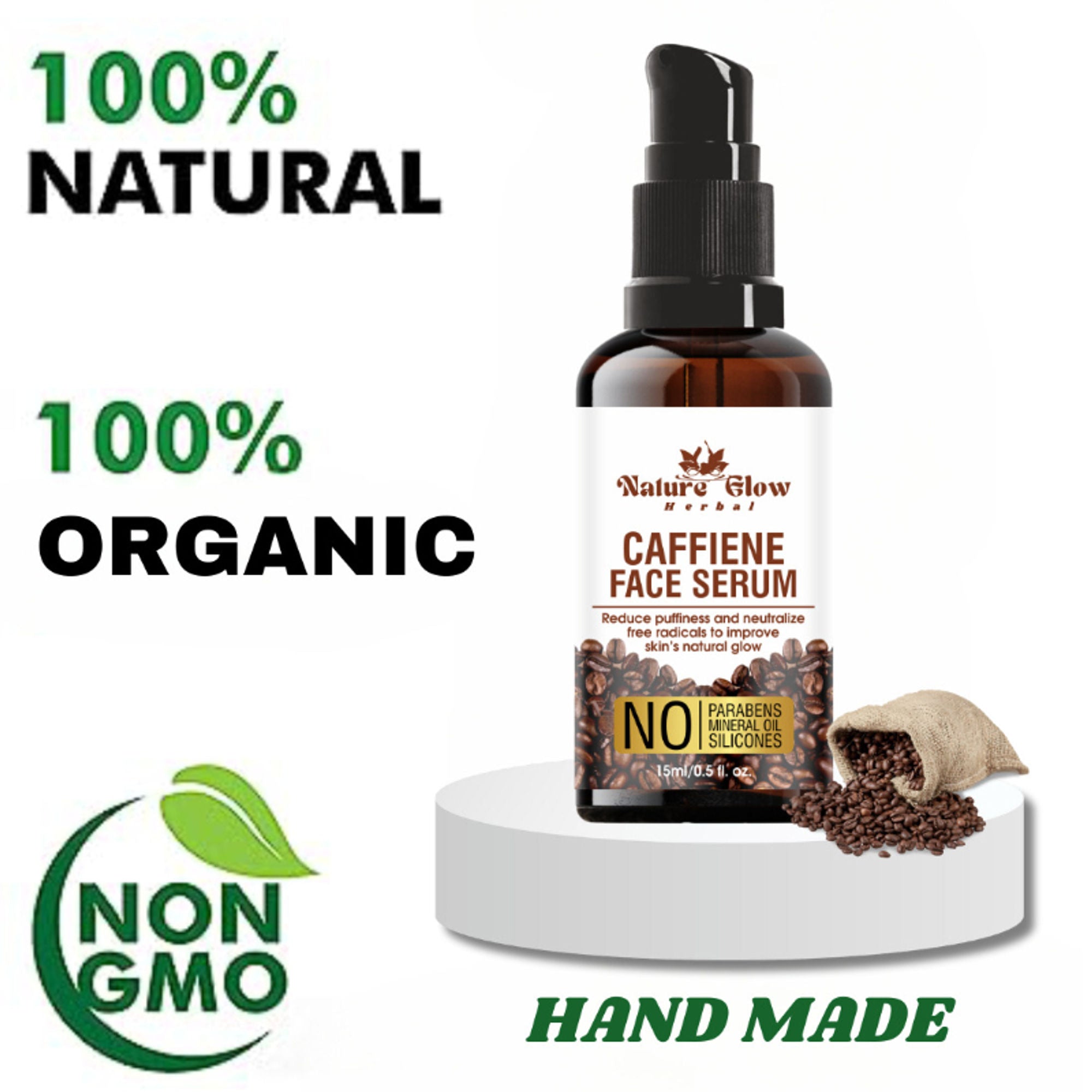 Nature Glow Herbal Caffeine Face Serum Hydrating Face Serum For Glowing Skin | Grocsy