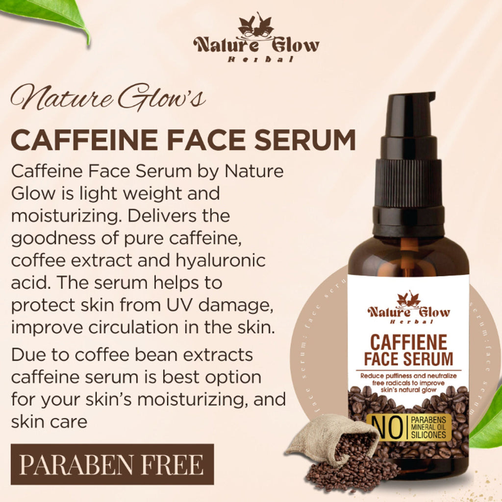 Nature Glow Herbal Caffeine Face Serum Hydrating Face Serum For Glowing Skin | Grocsy