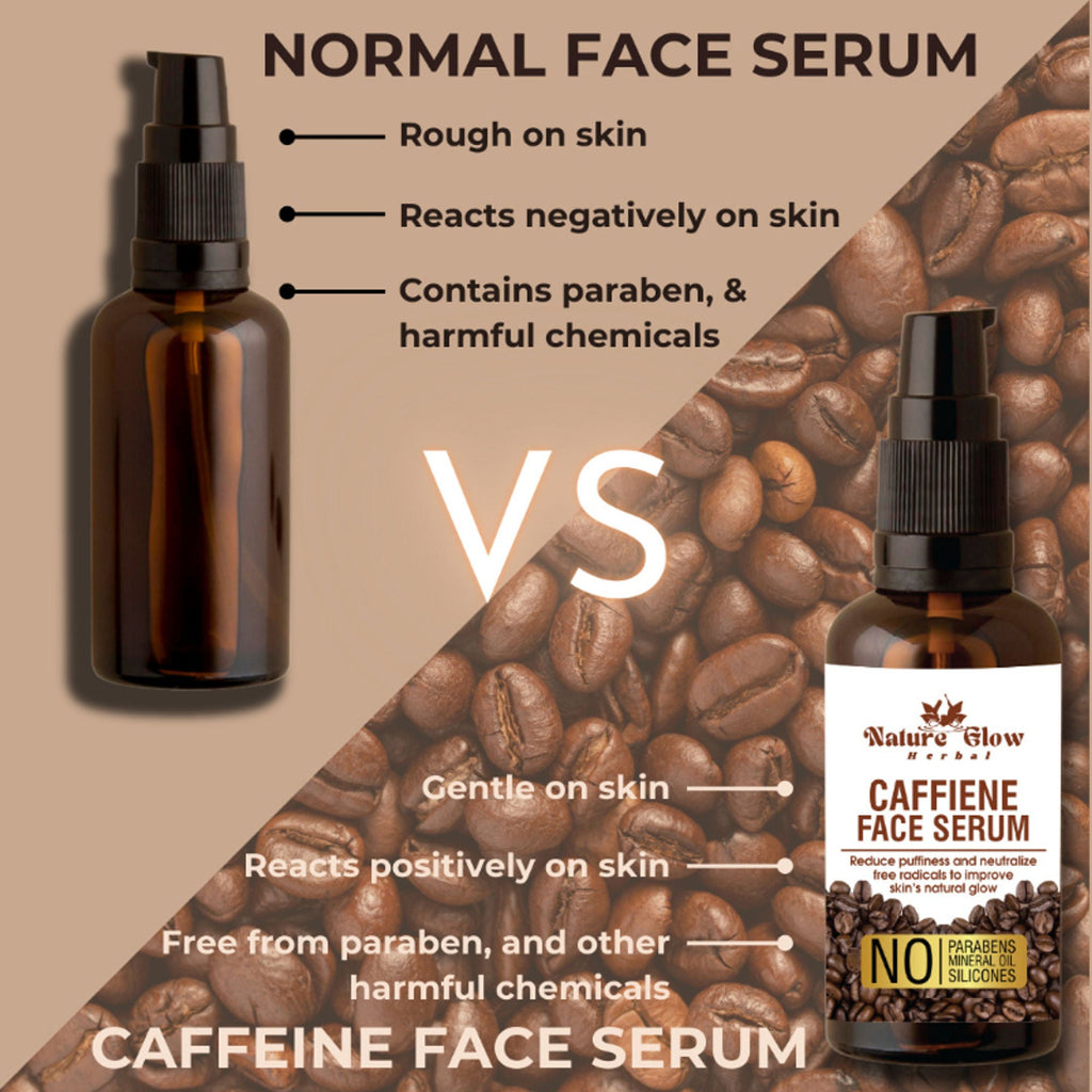 Nature Glow Herbal Caffeine Face Serum Hydrating Face Serum For Glowing Skin | Grocsy