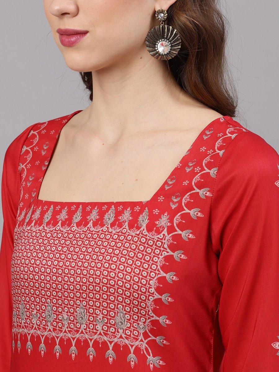 Aks Ethnic Motifs Printed Kurta With Palazzos & Dupatta | Grocsy