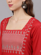 Aks Ethnic Motifs Printed Kurta With Palazzos & Dupatta | Grocsy