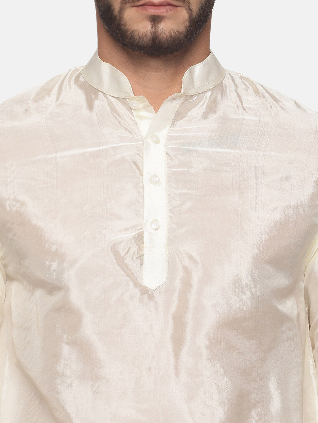 Sethukrishna Men Cream-Coloured Kurti with Dhoti Pants | Grocsy