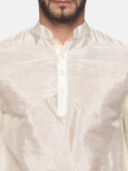 Sethukrishna Men Cream-Coloured Kurti with Dhoti Pants | Grocsy