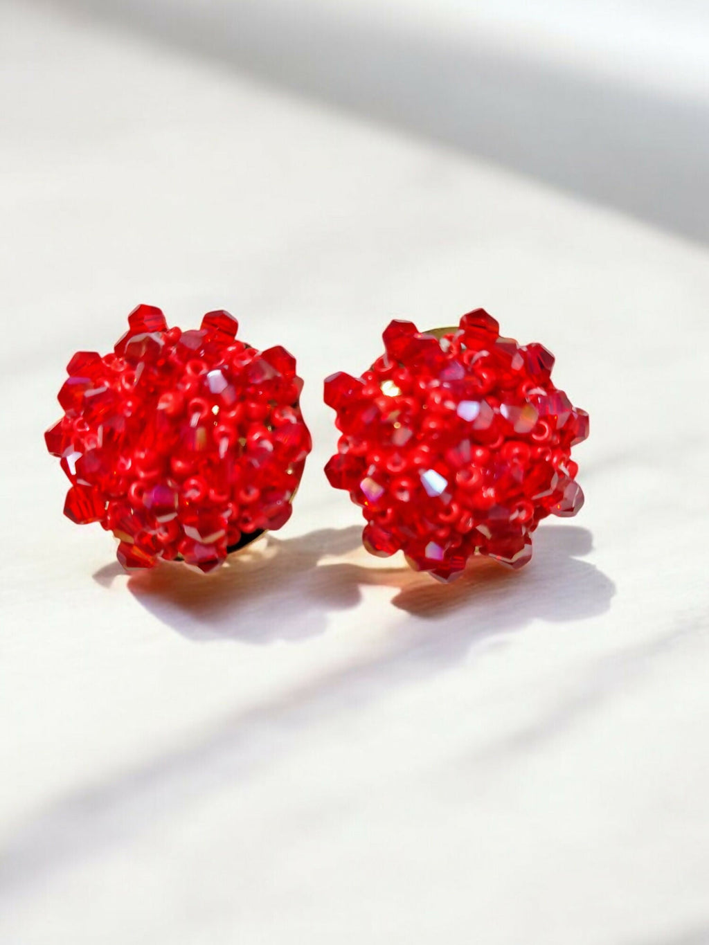 Inhanns Small Statement Studs Earrings - Red | Grocsy