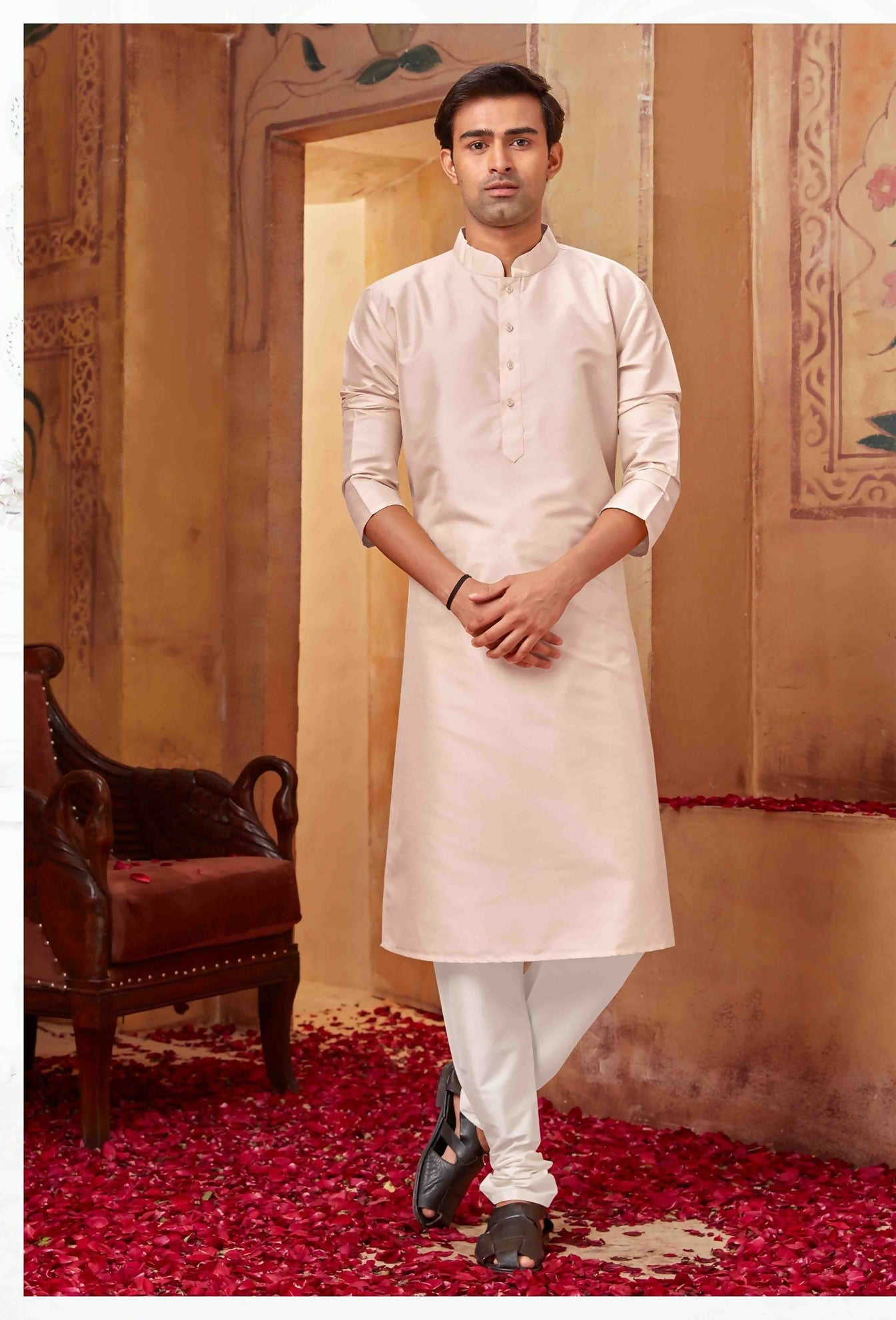 Joban Fashion Light Pink Art Silk Kurta Pyjama | Grocsy
