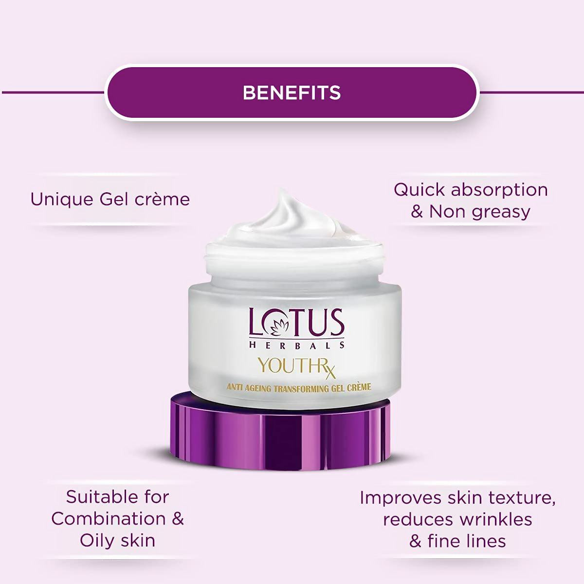 Lotus Herbals Youthrx Anti Ageing Transforming Gel Cream | Grocsy