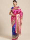 Saree Mall Pink & Blue Paisley Print Half & Half Saree | Grocsy