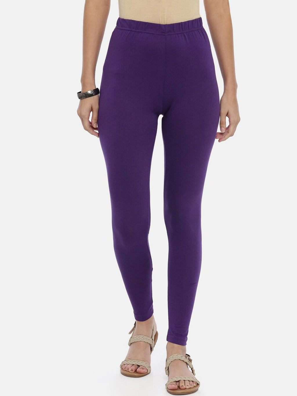 Souchii Violet Solid Ankle-Length Leggings | Grocsy