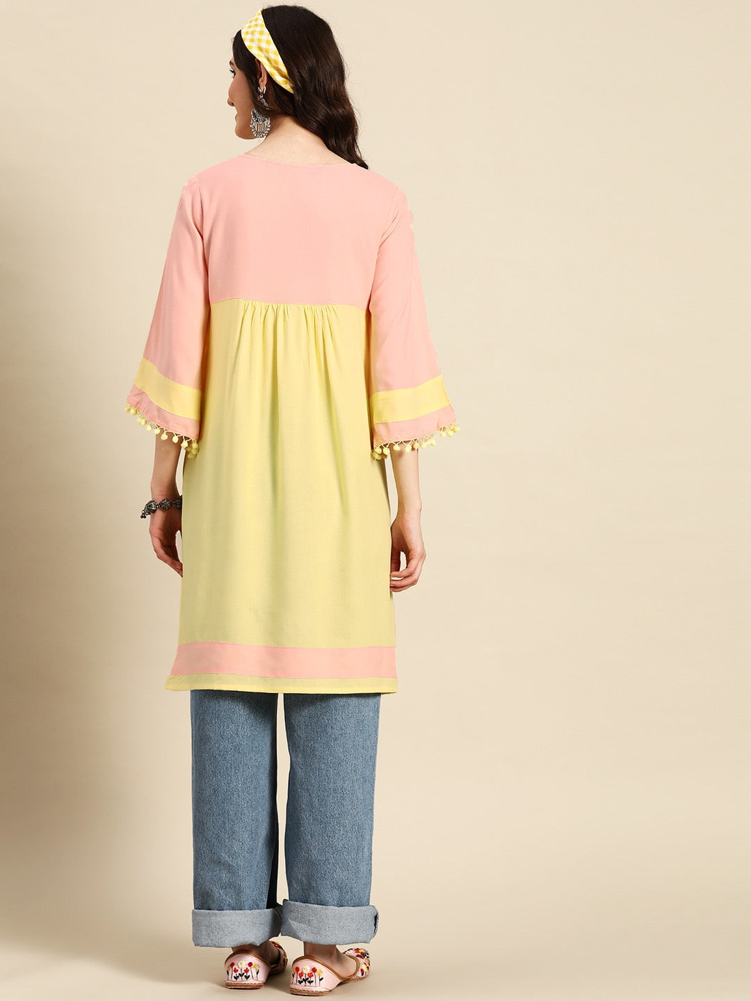 Sangria Colourblocked A-Line Kurta | Grocsy