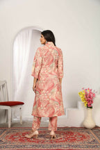 Jyoti Fashion Women's Peach Rayon Floral Print with Side Pocket Kurtis & Sets | Grocsy