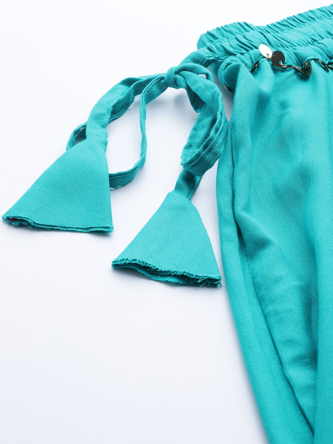 TAG 7 Women Turquoise Blue Solid Flared Palazzos | Grocsy