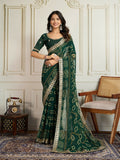 Ai Fashion Dark Green Georgette Rajwadi Bandhani Print Party Wear Saree | Grocsy