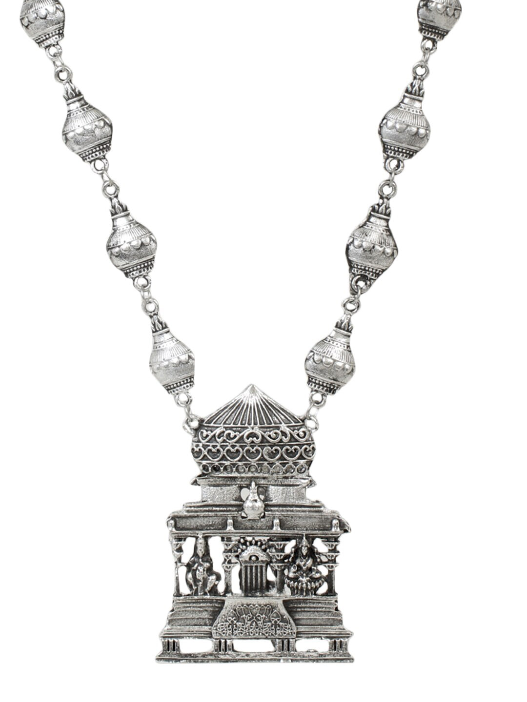 Cardinal Silver-Toned Oxidized Long Jewellery Set | Grocsy