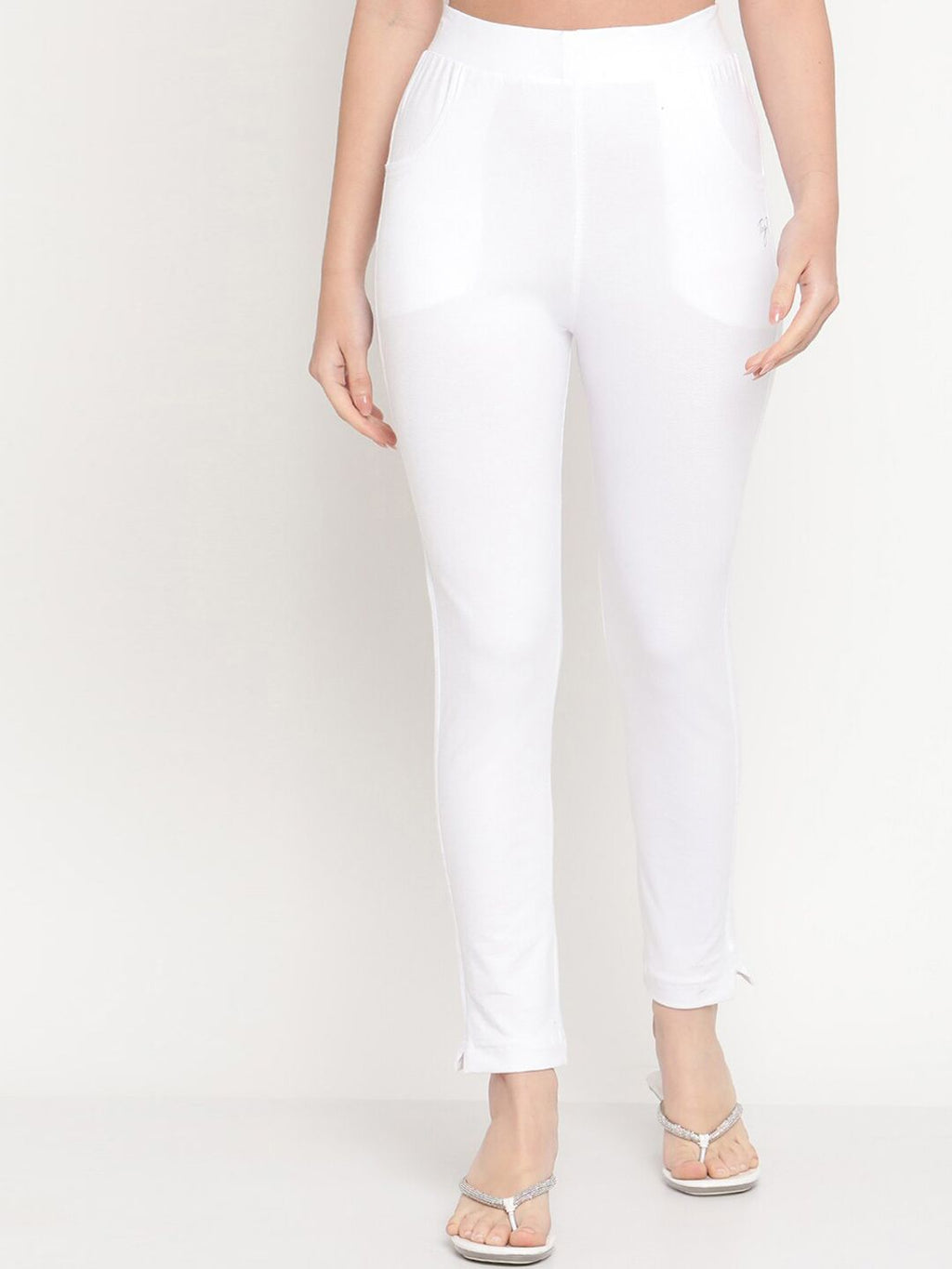 TAG 7 Women White Pack of 2 Straight Fit Ankle-Length Leggings | Grocsy