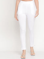 TAG 7 Women White Pack of 2 Straight Fit Ankle-Length Leggings | Grocsy