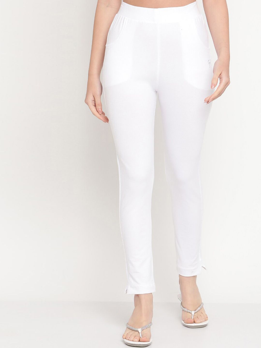 TAG 7 Women White Pack of 2 Straight Fit Ankle-Length Leggings | Grocsy