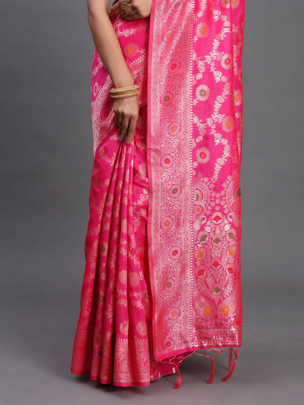 Shree Shyam Fashion Banarasi Silk Pink Saree | Grocsy