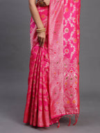 Shree Shyam Fashion Banarasi Silk Pink Saree | Grocsy