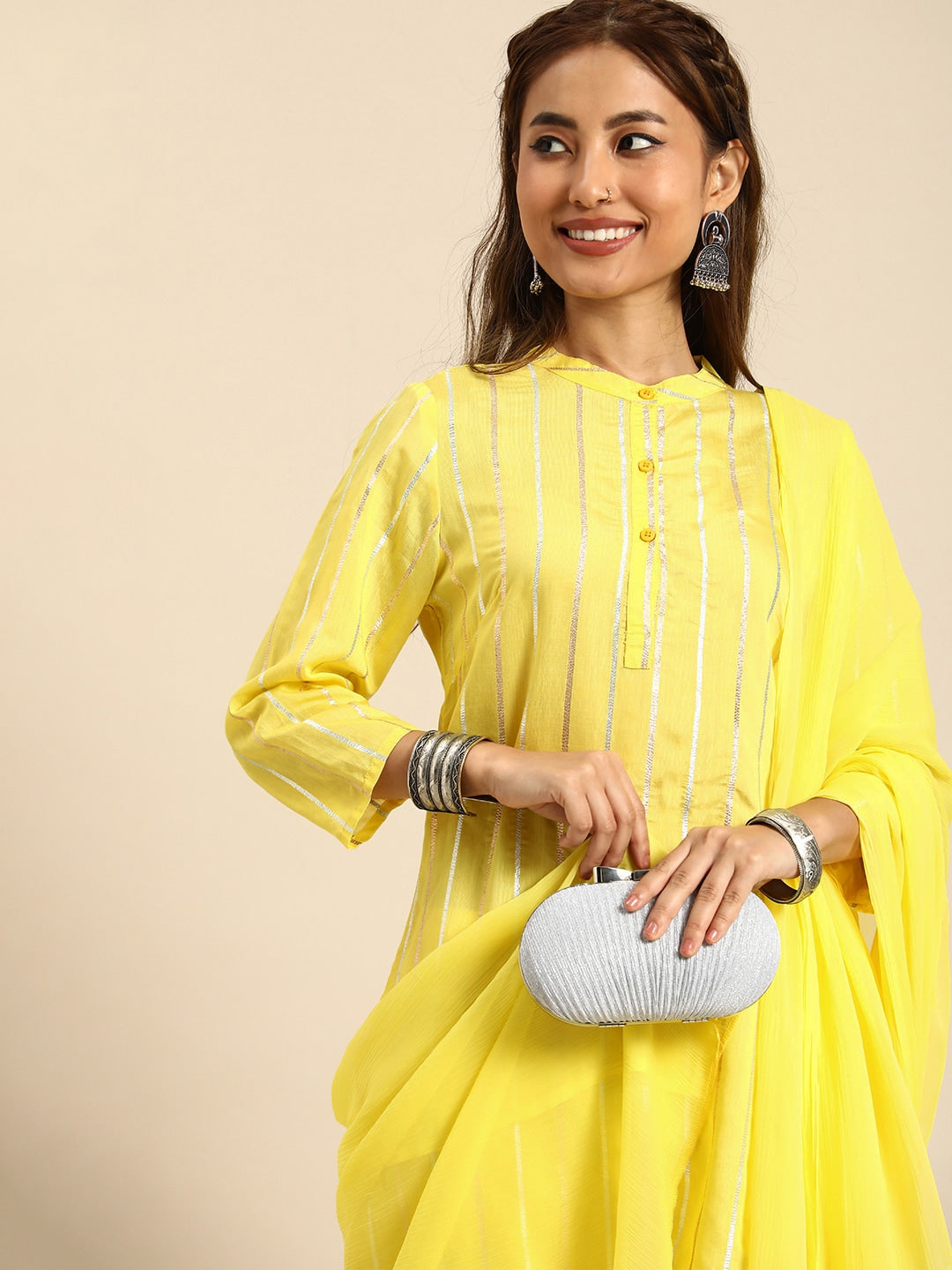 Sangria Women Chanderi Silk Kurta With Salwar & With Dupatta | Grocsy
