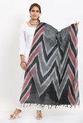 Mominos Fashion Moeza Women's Handloom Cotton Ikkat Maroon/Black Dupatta | Grocsy