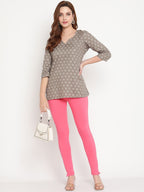 TAG 7 Women Pack of 2 Pink & Beige Solid Kurti Pants | Grocsy