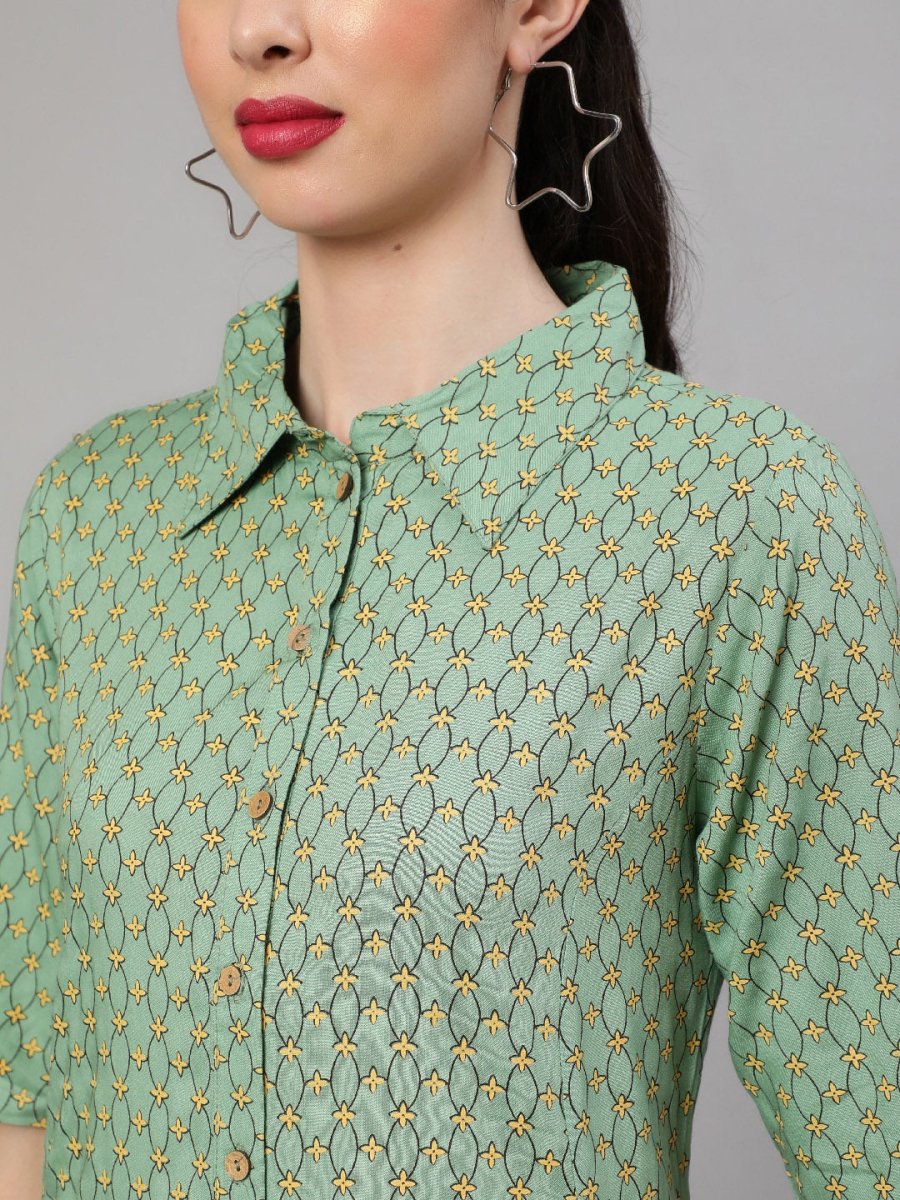 Aks Floral Printed Regular A-Line Kurta With Trousers | Grocsy
