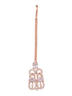 Saraf RS Jewellery Rose Gold-Polished White AD Studded Jewellery Set With Maang Tika | Grocsy
