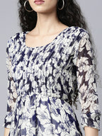 Souchii Floral Printed Chiffon Empire Midi Dress | Grocsy