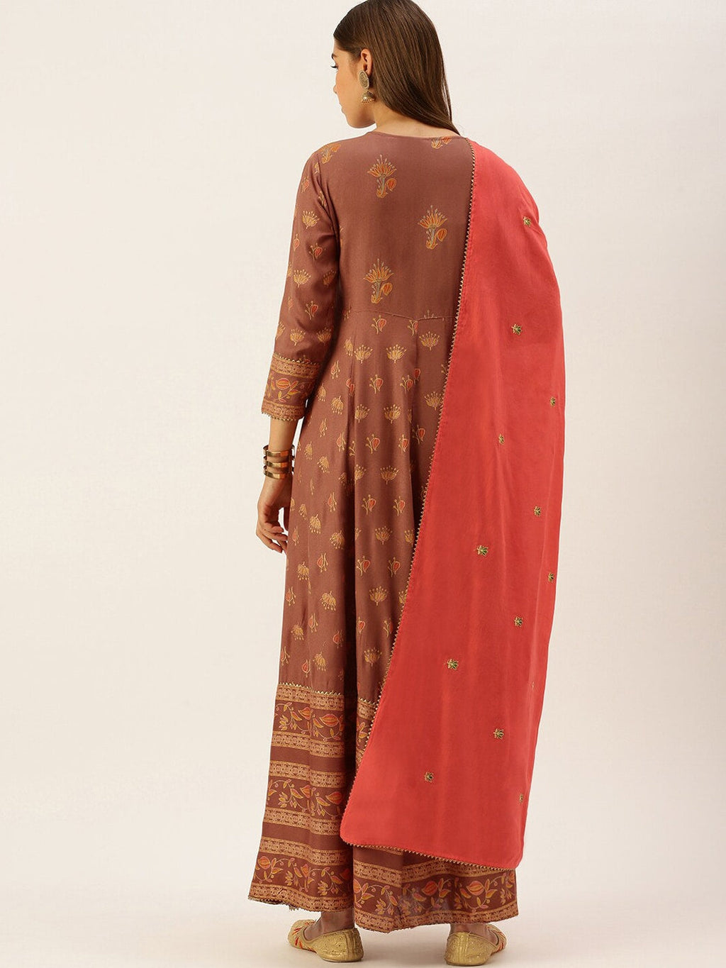 HERE&NOW Women Embroidered Regular Sleeves Kurta with Dupatta | Grocsy