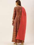 HERE&NOW Women Embroidered Regular Sleeves Kurta with Dupatta | Grocsy